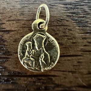 Vintage Sainte-Anne-de-Beaupré Catholic Medal – Gold-Tone, Double-Sided